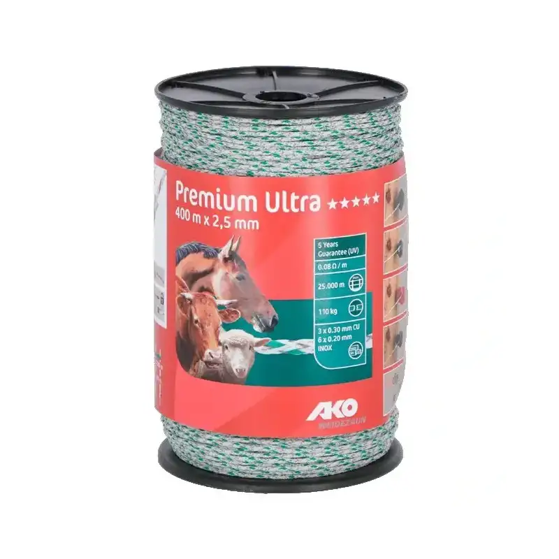 AKO schrikdraad Premium Ultra wit/groen 2.5mm 400 meter