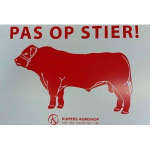 Bordje pas op stier
