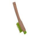 Houten grasmaaierborstel met schraper